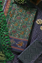 Green Crepe Silk Woven Embroidered Unstitched Suit Fabric