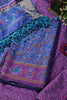 Royal Blue & Purple Crepe Silk Woven Embroidered Unstitched Suit Fabric