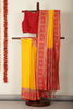 Yellow & Red Dual Toned Tussar Silk Patola Woven Saree