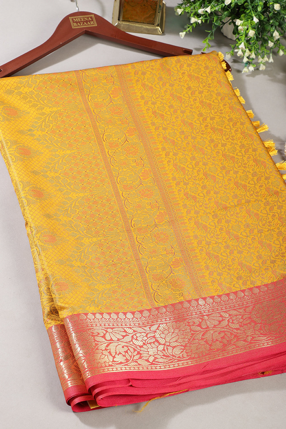 Mustard Color Cotton Silk Resham & Zari Woven Saree
