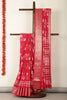 Amaranth Color Cotton Silk Block Printed Saree