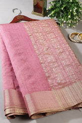Dusty Pink Zari Woven Silk Saree