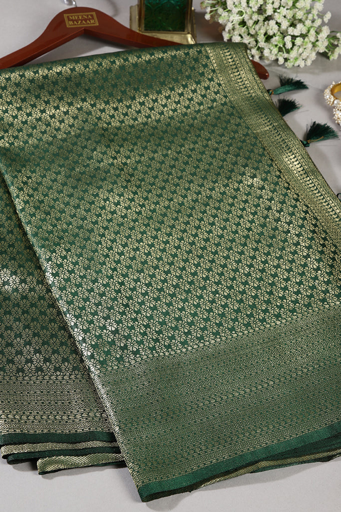 Bottle Green Color South Silk Zari Woven Saree