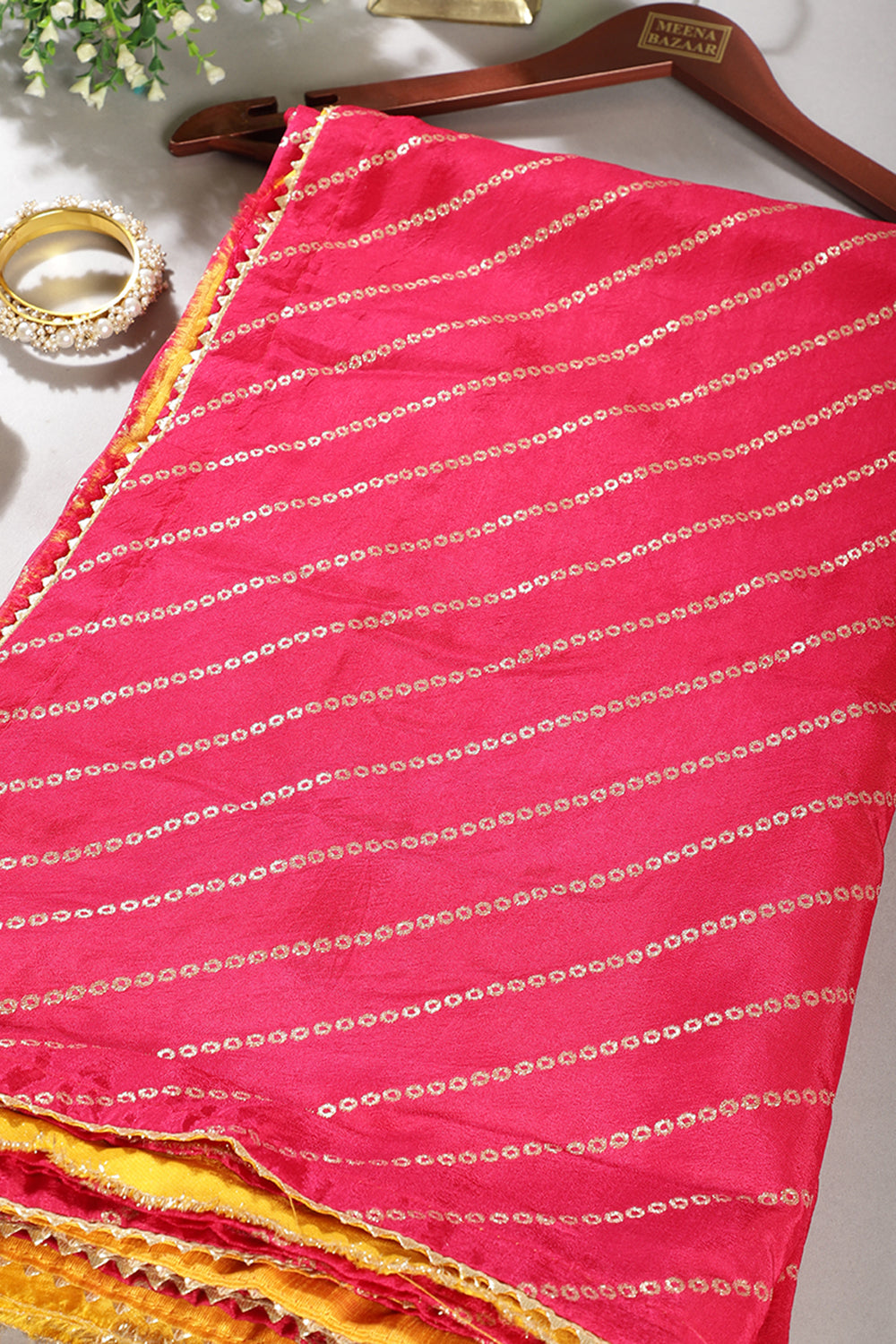 Rani Modal Silk Saree with Zari Pinstripes