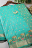Teal Green Color Silk Resham & Zari Woven Saree