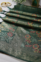 Bottle Green Color South Soft Silk Woven Saree