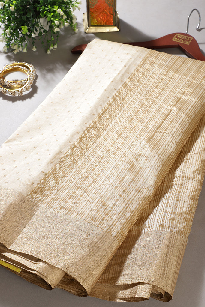 Cream Zari Woven Silk Saree
