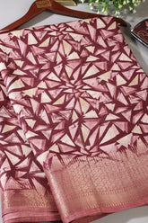 Wine Colour Printed Cotton Silk Saree
