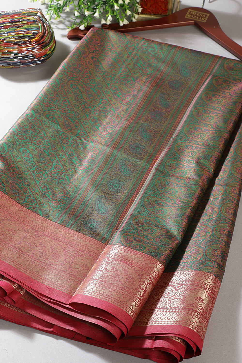 Green Cotton Silk Resham & Zari Woven Saree