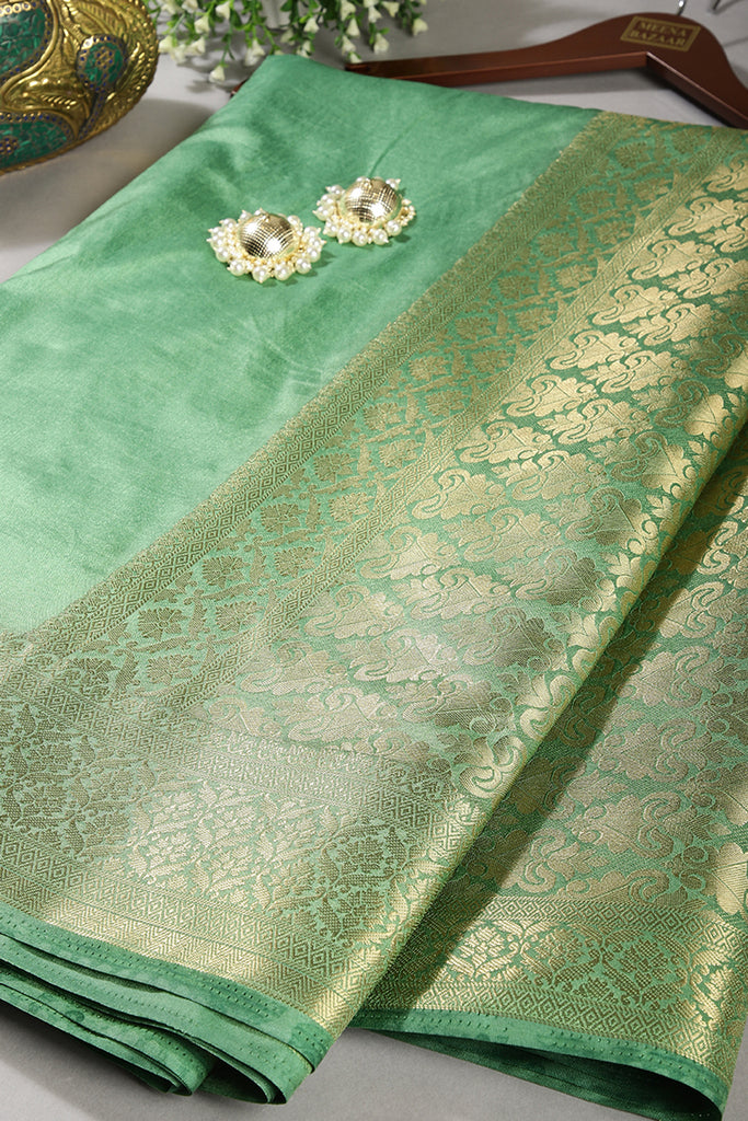 Dusty Green Colour Silk Woven Saree