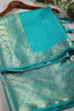 Teal Colour Silk Woven Saree