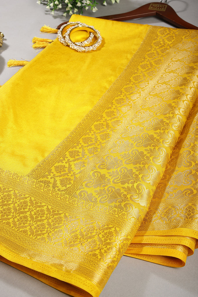 Yellow Colour Silk Woven Saree