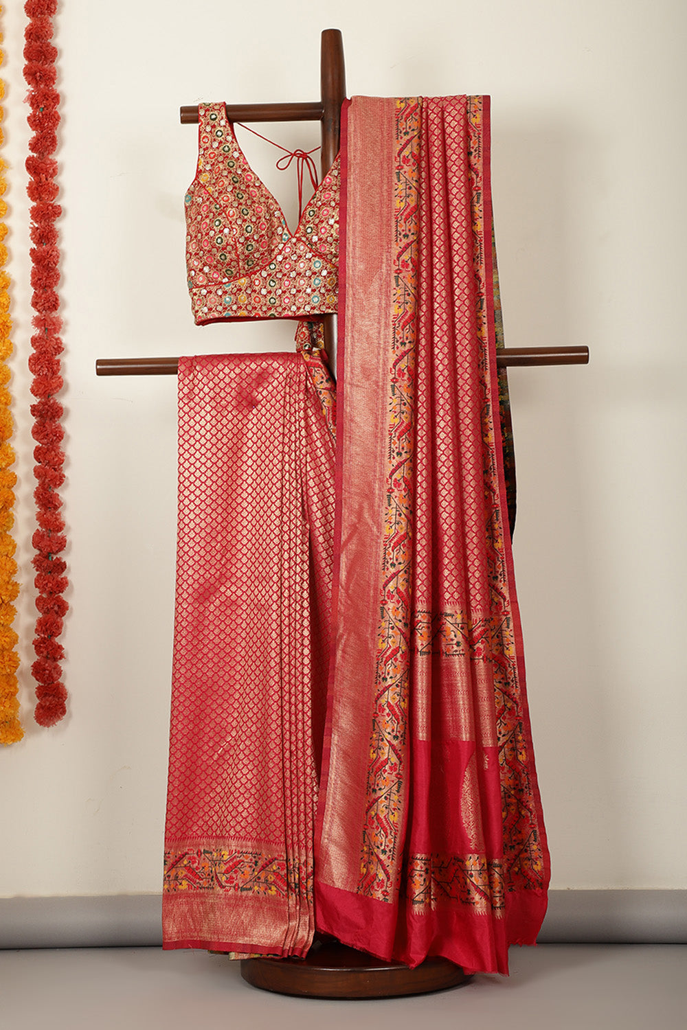 Cardinal Red Soft Silk Zari and Resham woven Paithani Work Saree