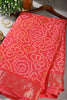 Coral Pink Color Chiffon Bandhani Printed Saree