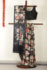 Black Floral Printed Crepe Silk Saree