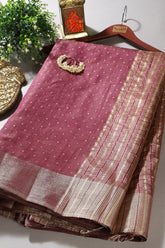 Dark Scarlet Zari Woven Silk Saree