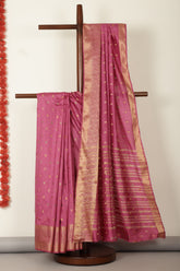 Mauve Cotton Zari & Resham Woven Saree
