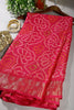 Magenta Pink Color Chiffon Bandhani Printed Saree