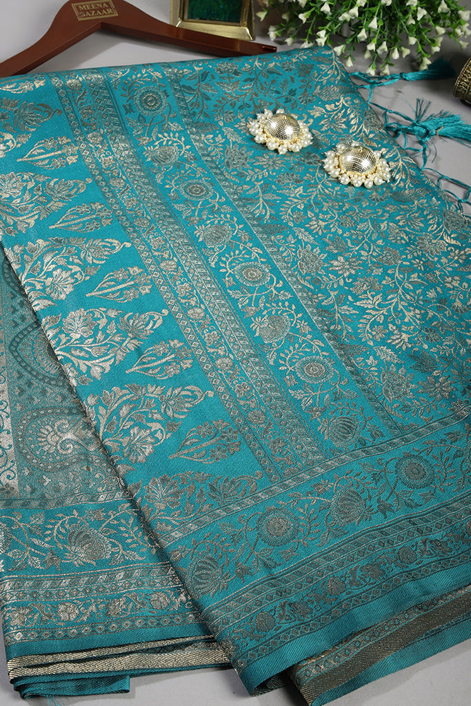 Teal Colour South Silk Heavy Woven Saree