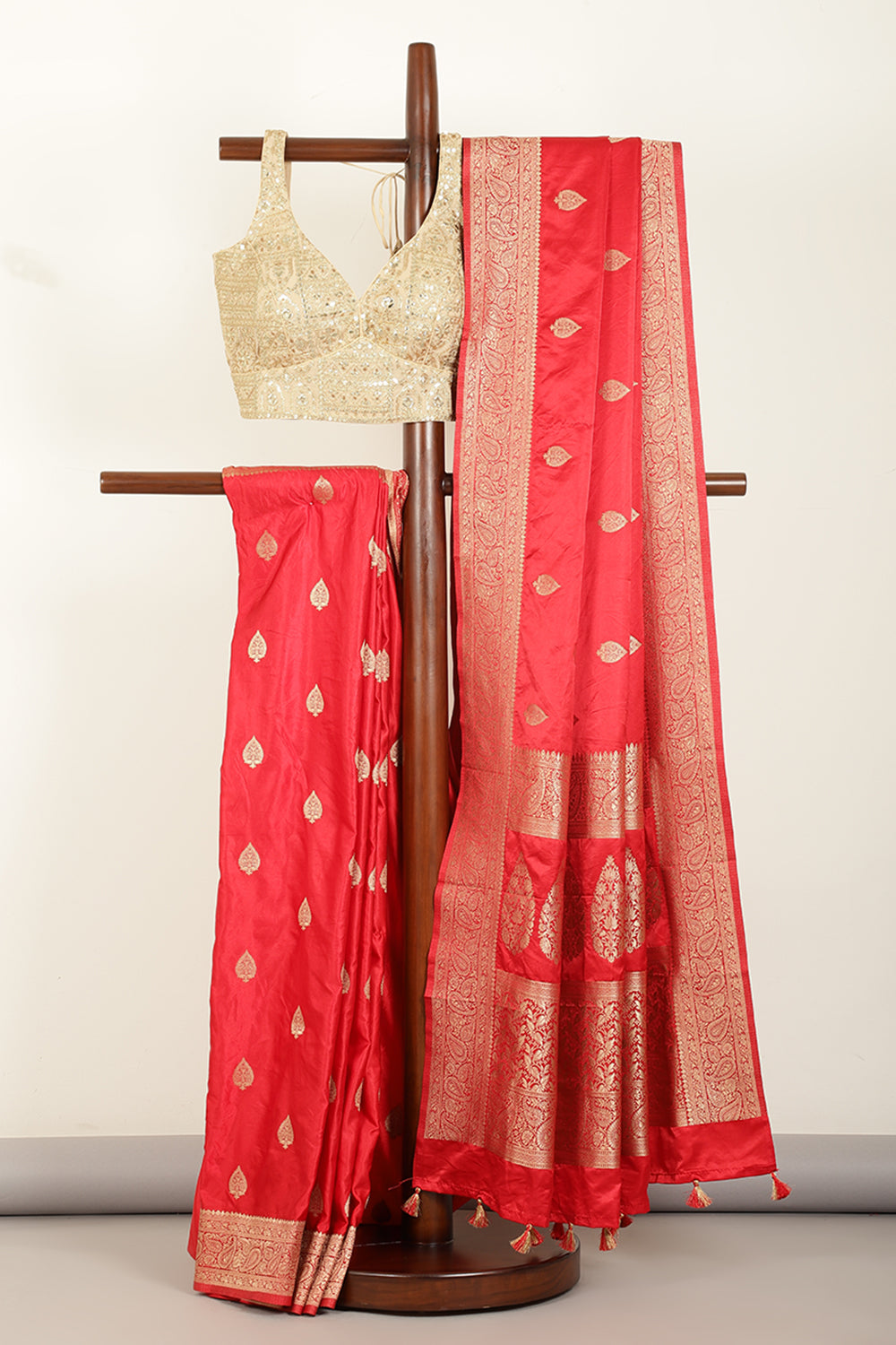 Red Color South Silk Zari Woven Saree