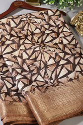 Brown Colour Printed Cotton Silk Saree