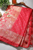 Carmine Red Color Raw Silk Woven Saree
