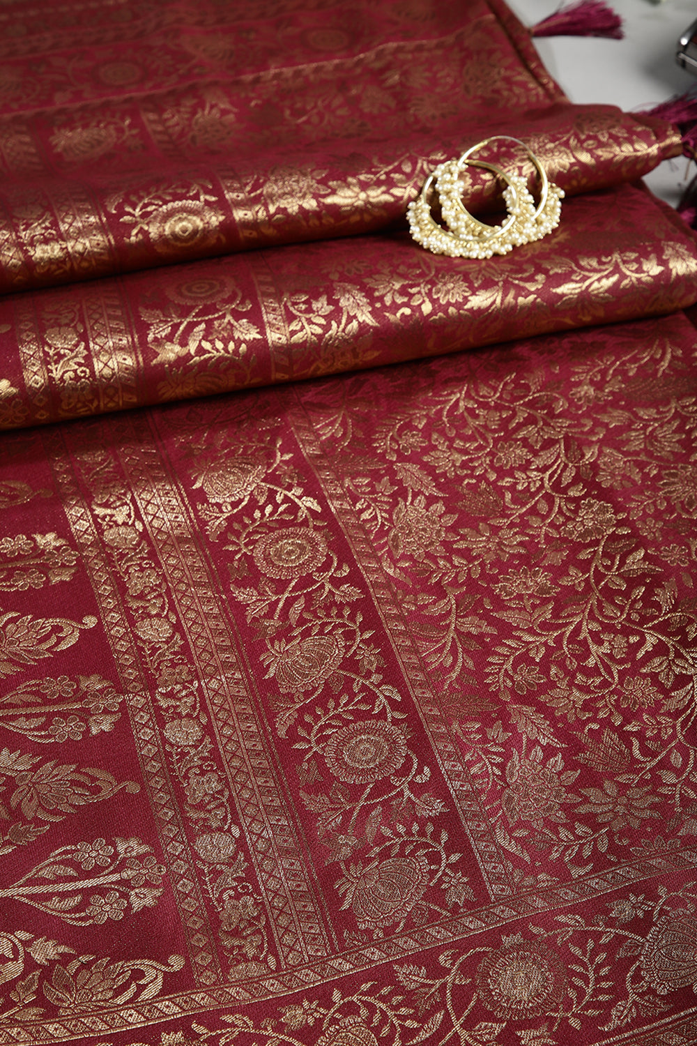 Wine Colour South Silk Heavy Woven Saree