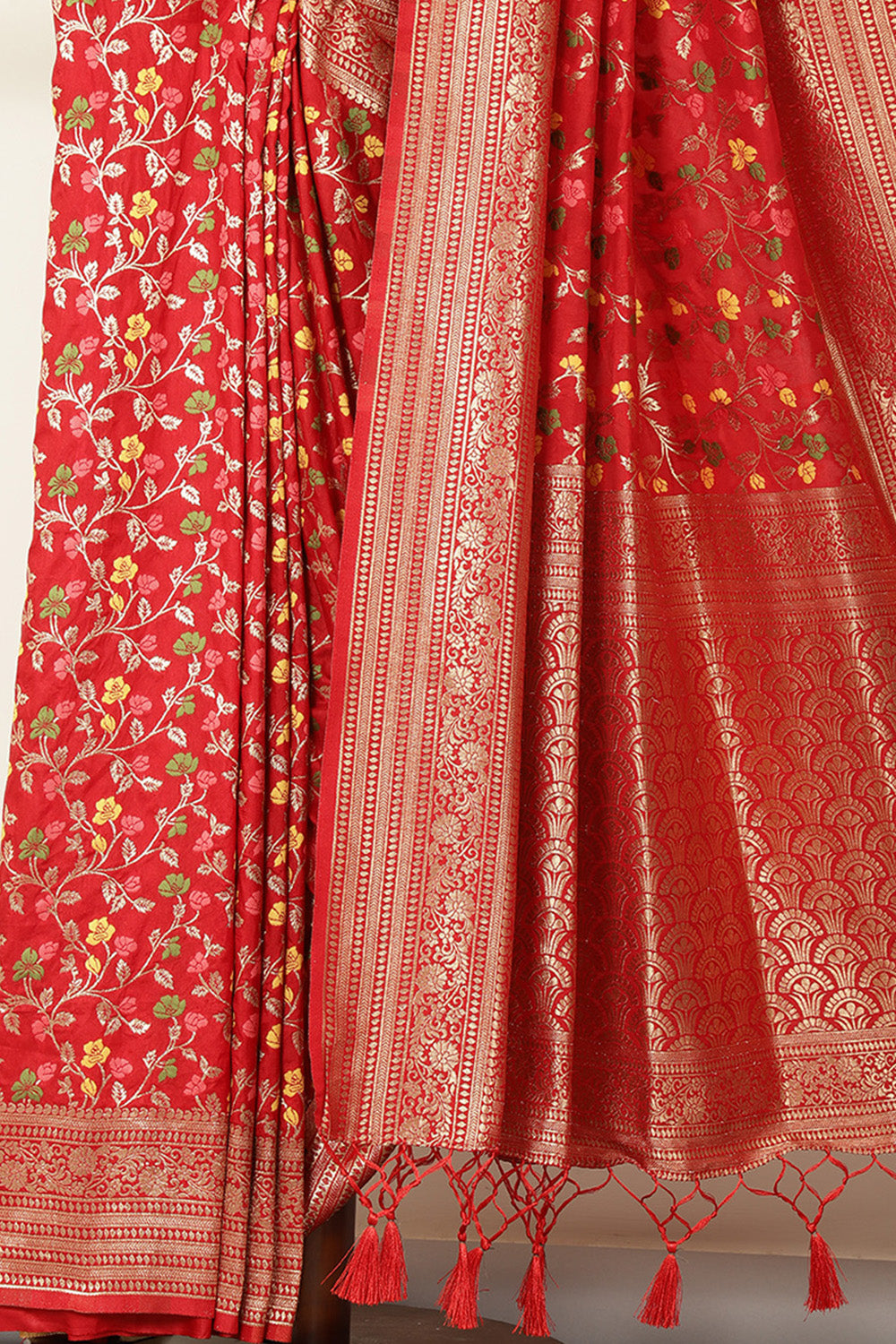 Red Silk Zari & Resham Woven Saree