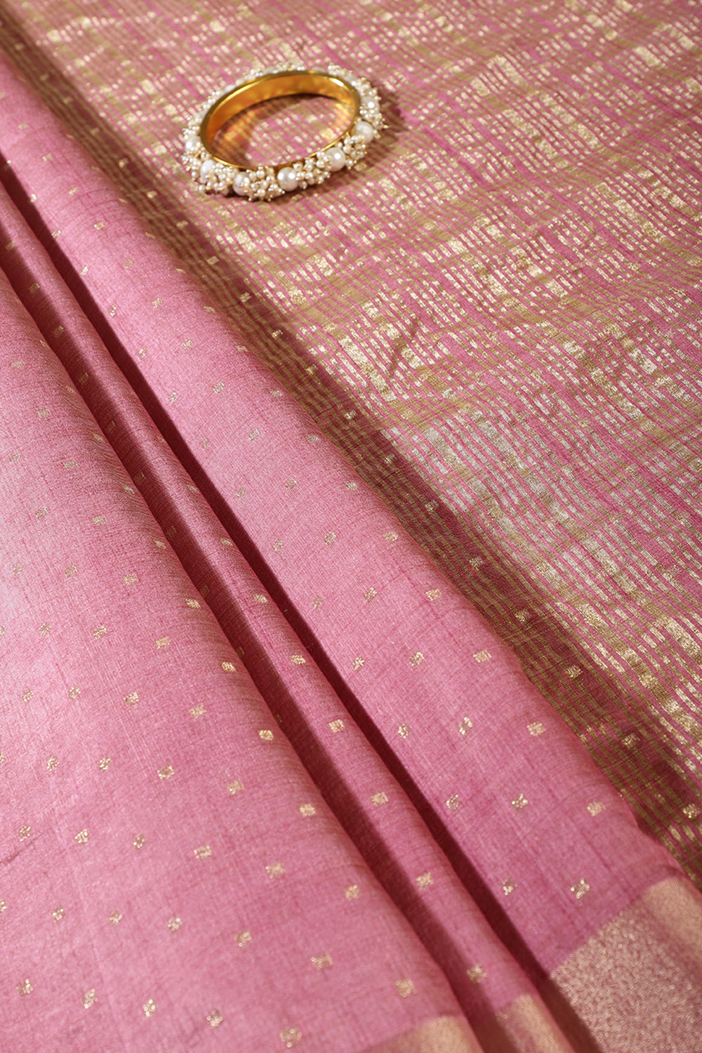 Dusty Pink Zari Woven Silk Saree