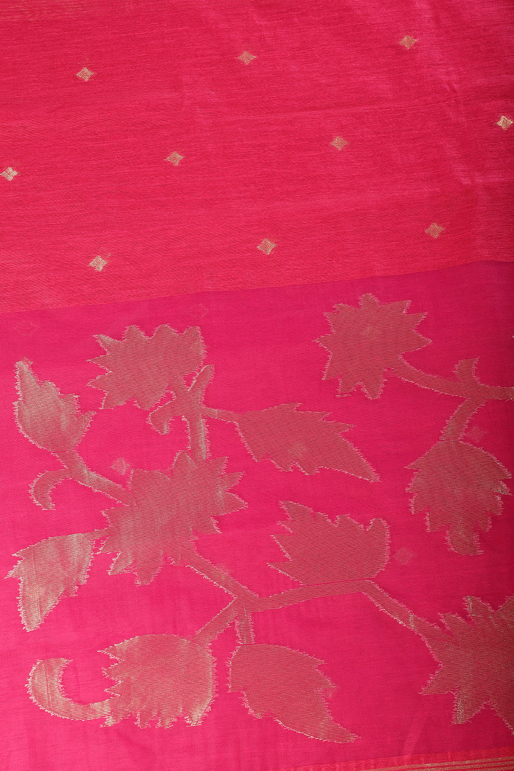 Cardinal Red Tussar Silk Floral Zari Woven Saree