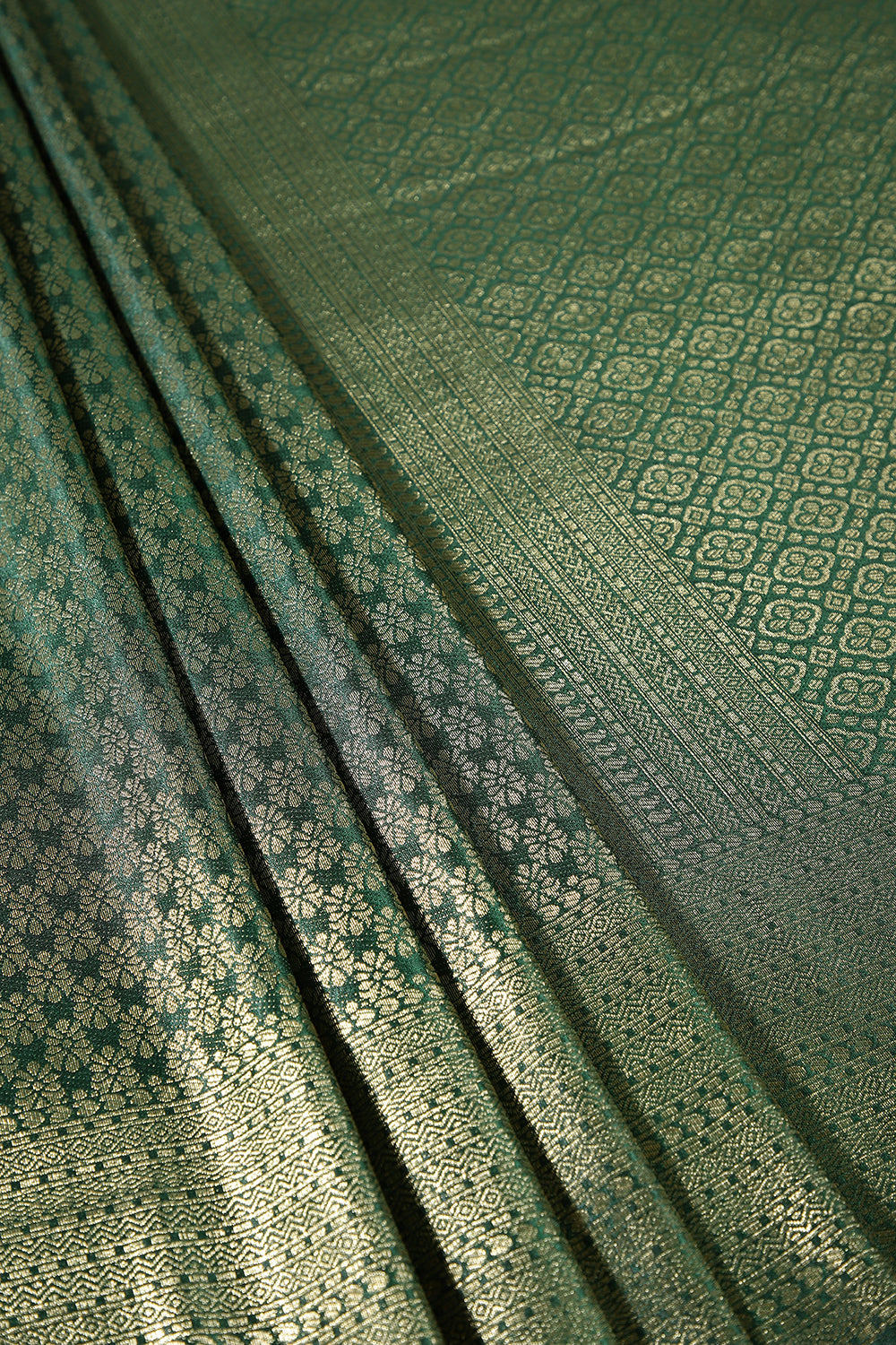 Bottle Green Color South Silk Zari Woven Saree