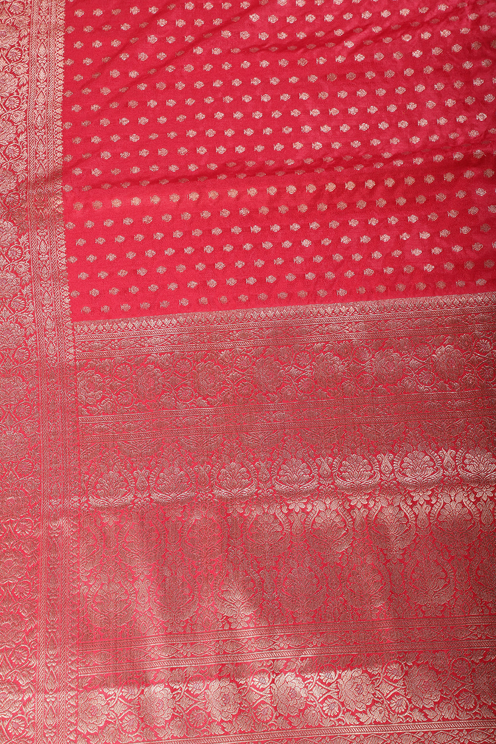 Watermelon Zari Banarasi Woven Silk Saree