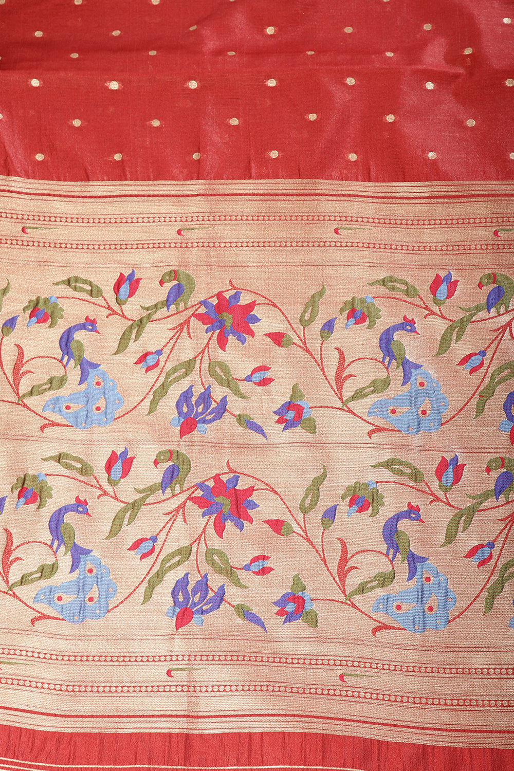 Maroon Color Cotton Silk Paithani Work Saree