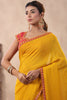 Mustard Color Mukesh Work Georgette Saree With Readymade Blouse