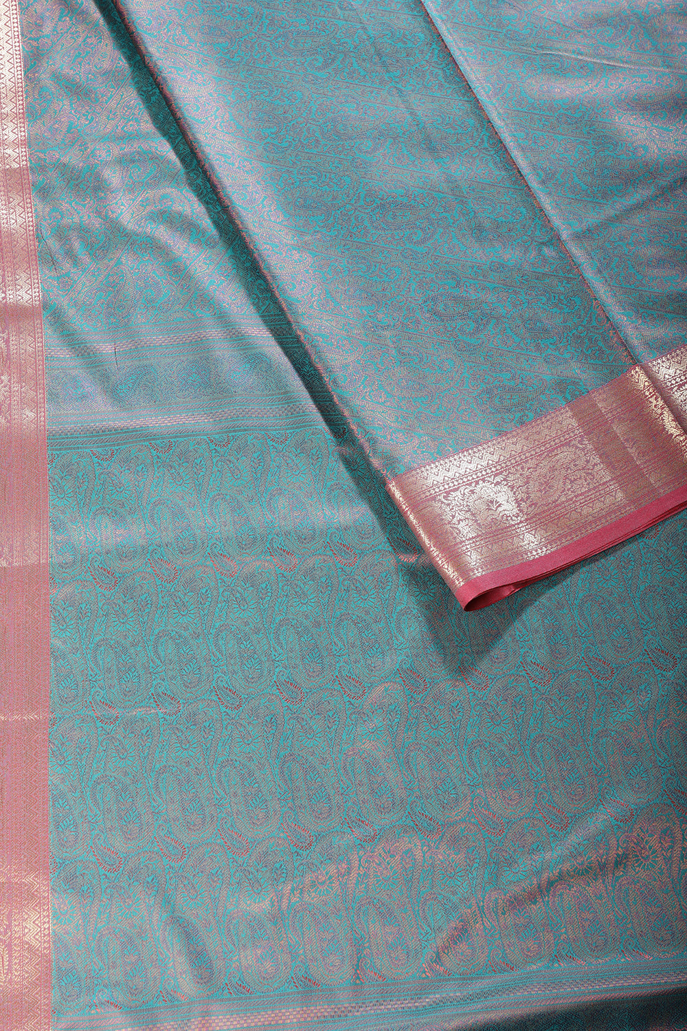 Teal Cotton Silk Resham & Zari Woven Saree