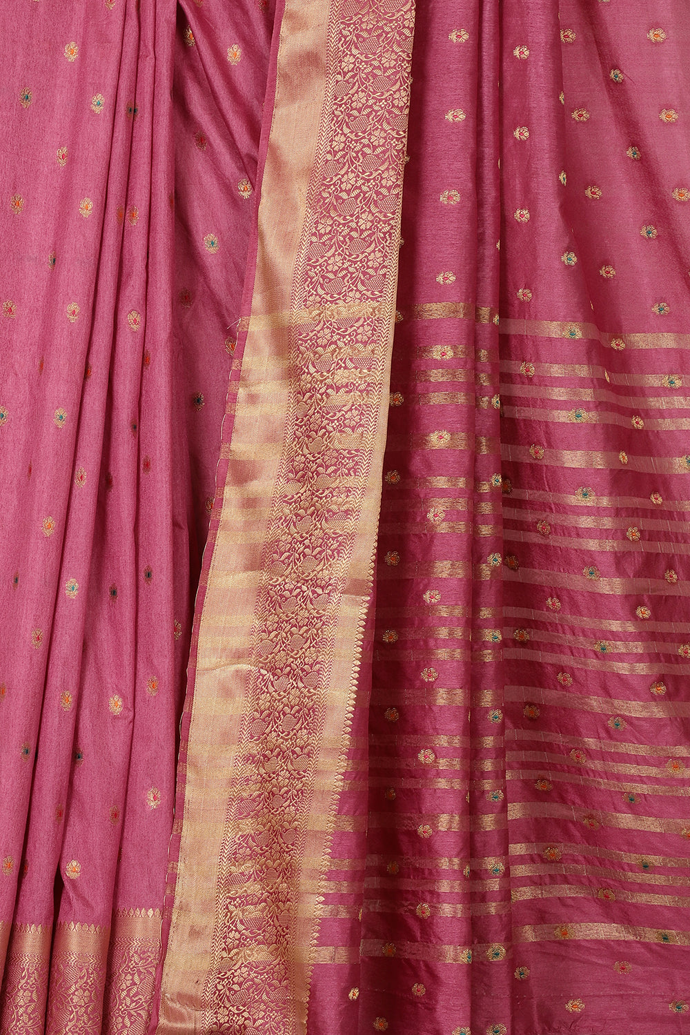Mauve Cotton Zari & Resham Woven Saree