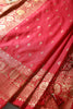 Carmine Red Color Raw Silk Woven Saree