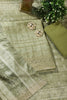 Sage Green Tussar Silk Embroidered Unstitched Suit Material