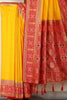 Yellow & Red Dual Toned Tussar Silk Patola Woven Saree
