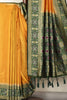 Mustard & Green Dual Toned Tussar Silk Patola Woven Saree