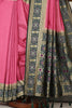 Dark Pink & Green Dual Toned Tussar Silk Patola Woven Saree
