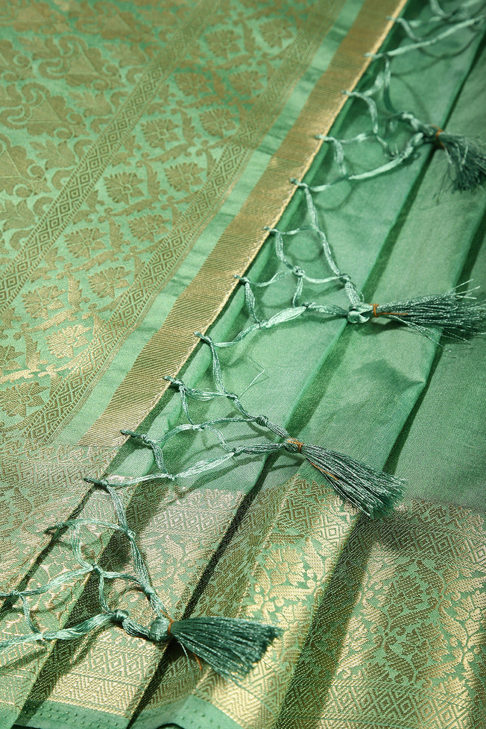 Dusty Green Colour Silk Woven Saree