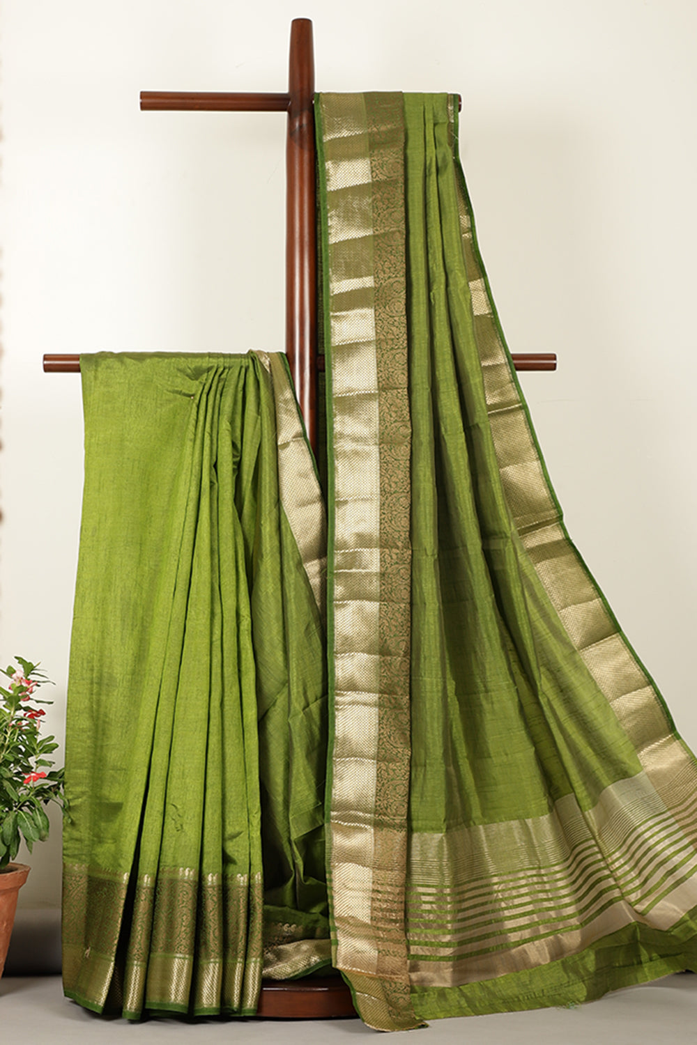Sage Green Woven Cotton Silk Saree