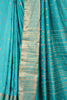 Dark Turquoise Cotton Zari & Resham Woven Saree