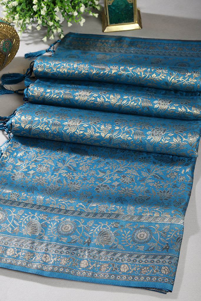 Mute Blue Colour South Silk Heavy Woven Saree