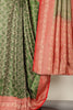Green & Red Dual Toned Silk Floral Jal Woven Saree