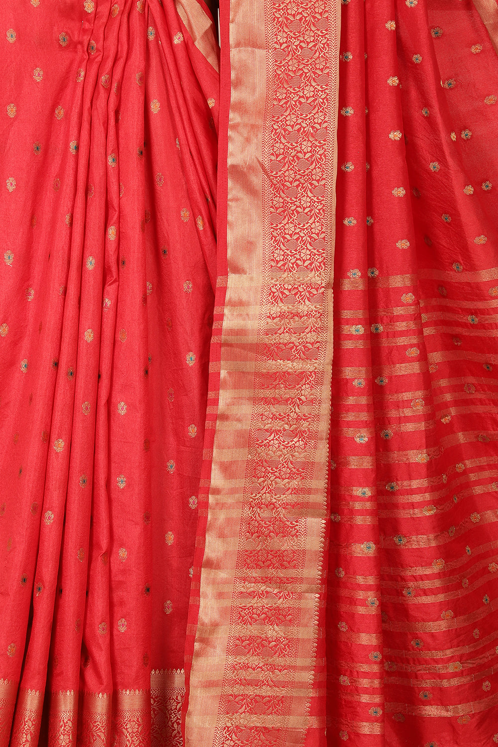 Red Cotton Zari & Resham Woven Saree