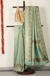 Sea Green Silk Zari and Resham Woven Paithani Work Saree