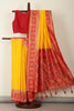 Yellow & Red Dual Toned Tussar Silk Patola Woven Saree