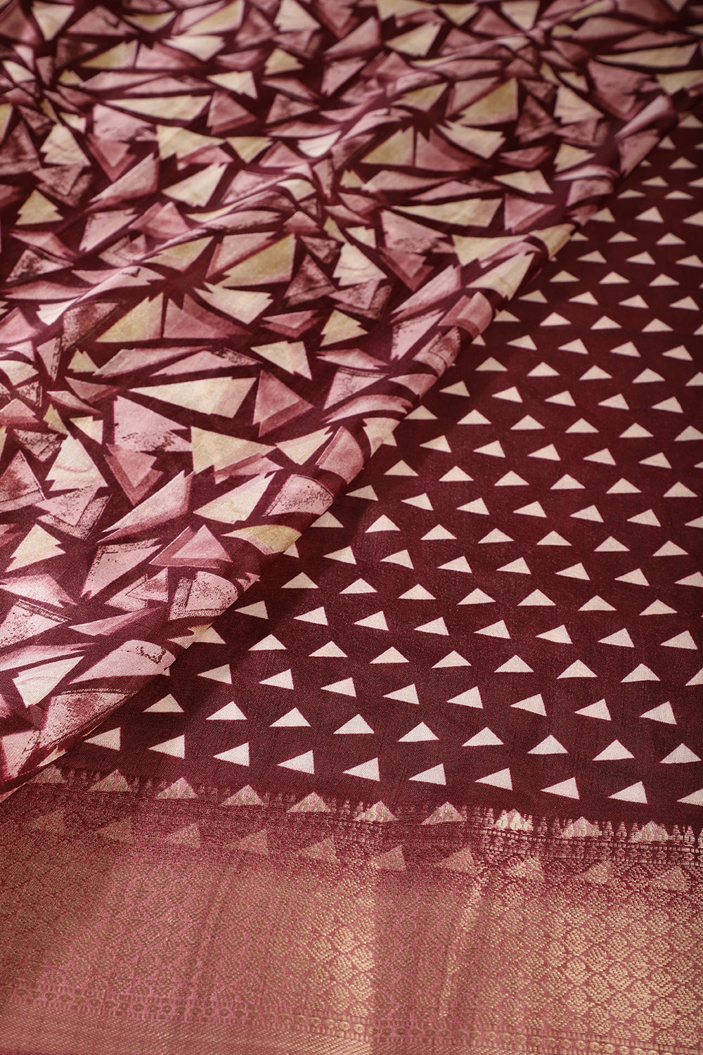 Wine Colour Printed Cotton Silk Saree